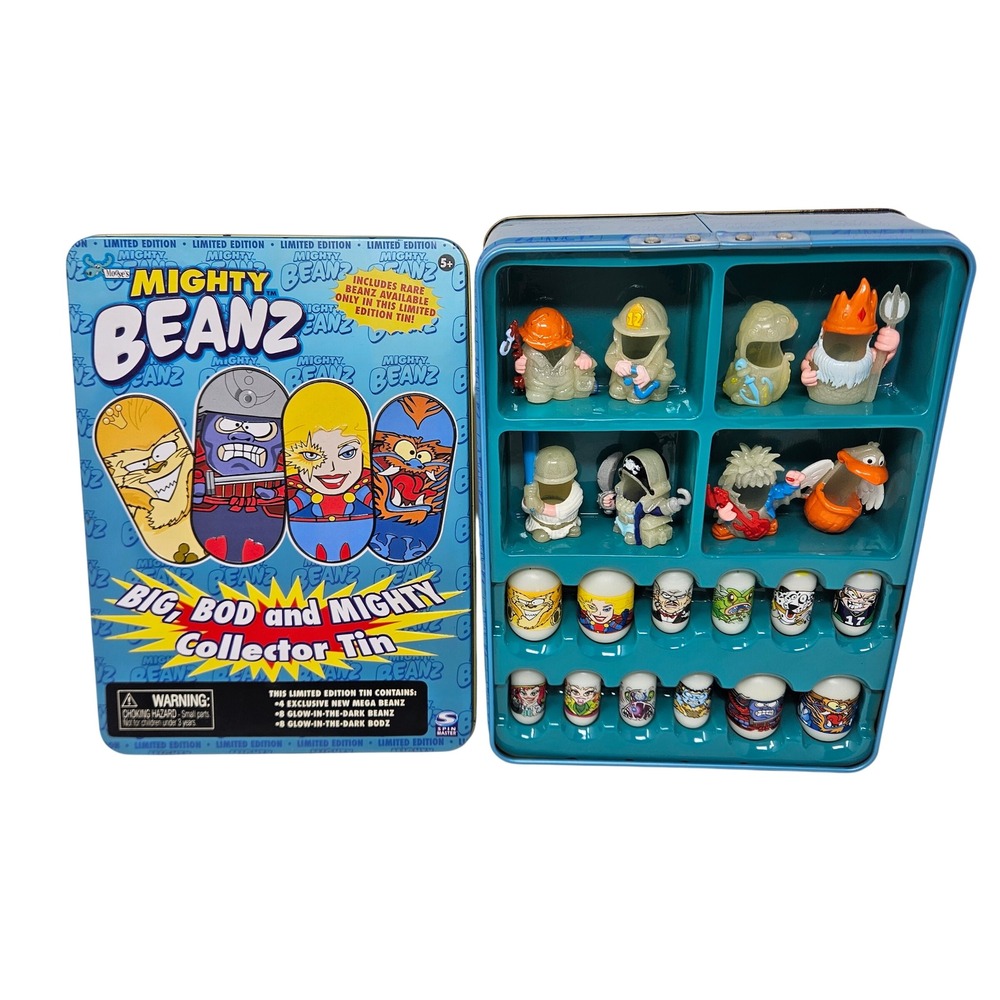 Mighty Beanz Big Bod and Mighty Collector Tin Limited Edition Glow in Dark 20pc